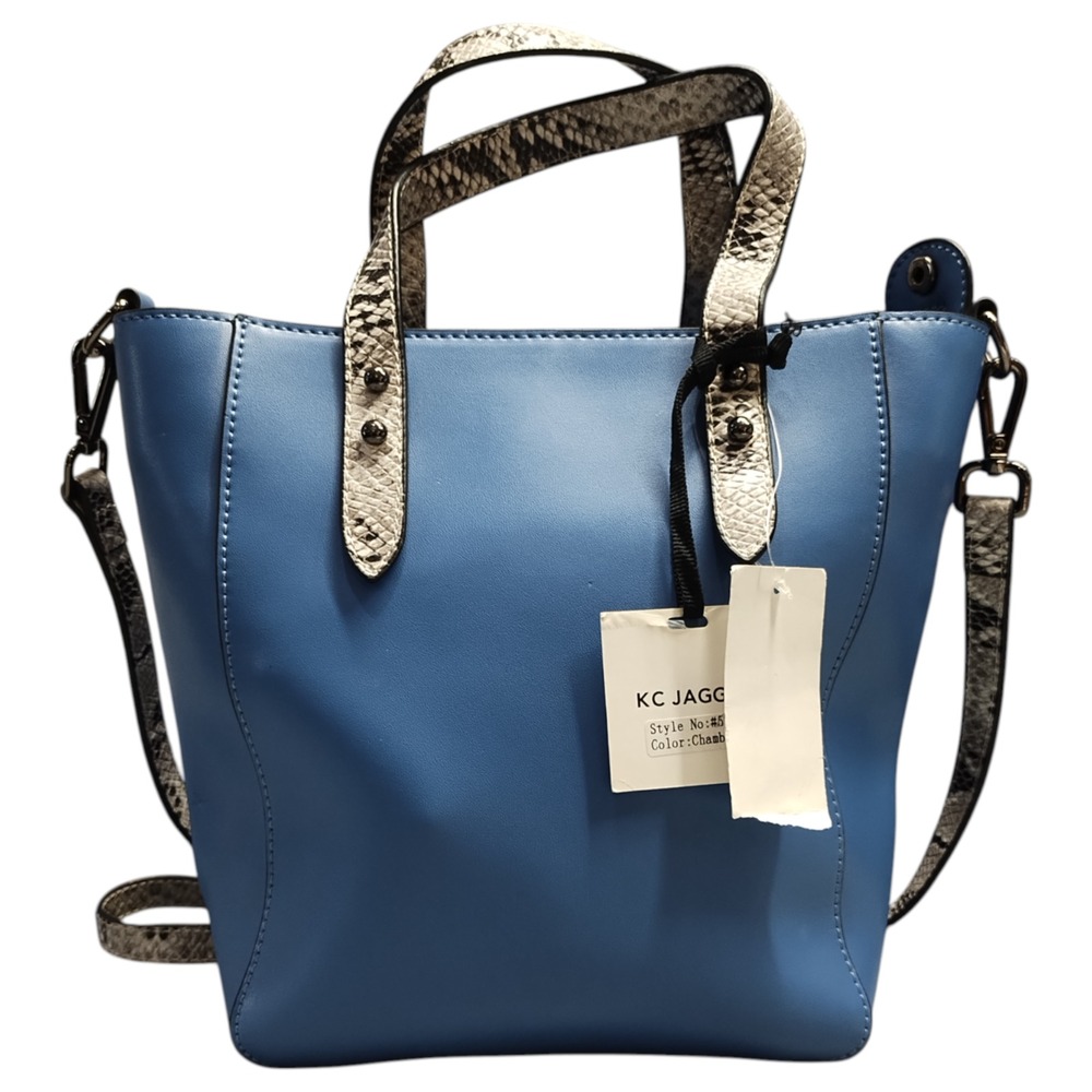 KC Jagger Tote Handbag Womens Multicolor Chambray Detachable Strap Double Handle